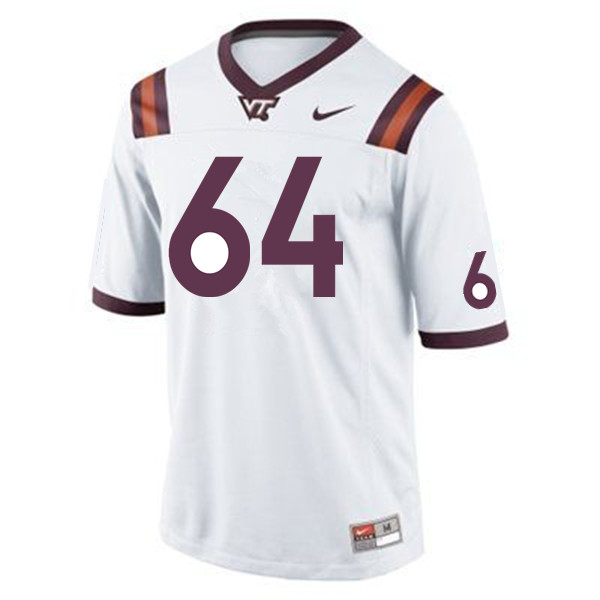 Men #64 Sam DeLuke Virginia Tech Hokies College Football Jerseys Sale-White